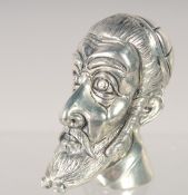 A SILVER PLATED JUDAICA MAN'S HEAD VESTA. 2.5ins.