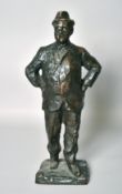 PRINCE PAOLO TROUBETZKOY(1866-1938) RUSSIAN A cast bronze of a man smoking a cigar, signed. H17ins x