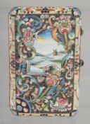 A RUSSIAN SILVER AND CHAMPLEVE ENAMEL CIGARETTE CASE. 11cm x 7cm.