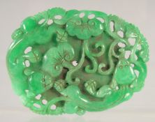 A PIERCED JADE BAT CARVING. 4.25 X 3ins.
