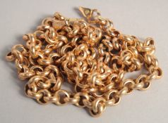 A LONG 9CT GOLD CHAIN 22ins long, 19gms.