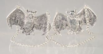 TWO SILVER BAT WINE LABELS, Brandy & Whisky.