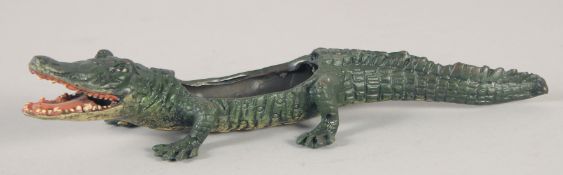 A SMALL VIENNA BRONZE CROCODILE. 8ins long.