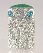 A SILVER FAIRY PIN CUSHION 1.5ins long.