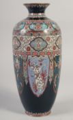 A CLOISONNE ENAMEL VASE. 12ins high.