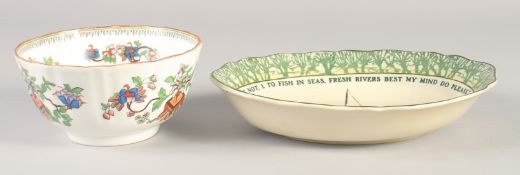 A ROYAL DOULTON ISAAC WALTON WARE OVAL FRUIT BOWL 10.5ins and a COALPORT BOWL (2). 6ins diameter