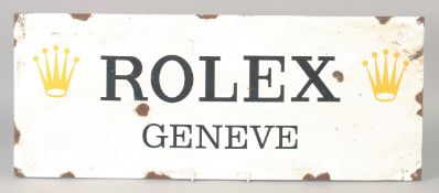 A LARGE ENAMEL ROLEX SIGN. 9.5 X 23ins.