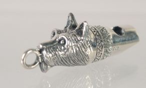 A SILVER DOG WHISTLE. 1.75ins long.
