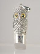 A NOVELTY SILVER OWL WHISTLE. 1.75ins