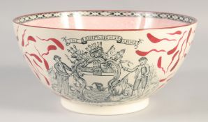 A GOOD LARGE ADAMS SUNDERLAND PINK LUSTRE CIRCULAR BOWL 