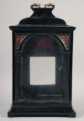 A 17TH - 18TH CENTURY STYLE EBONY CLOCK CASE. 1ft high