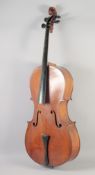 A CELLO WITH A TWO-PIECE BACK, 4ft long (for restoration).