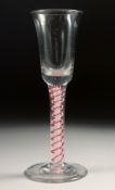 A DUTCH WINE GLASS with coloured twist stem 5.25ins high.