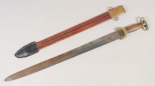 A REPLICA OF A GERMAN KNIGHTLY SWORD, early 20th century, wide double blunt tipped edged 31 ½ in