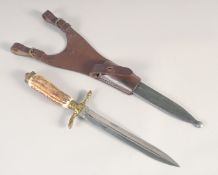 A SWEDISH HUNTING DIRK, late 19th century, with double edged fullered blade, crowned 'C' mark,