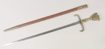 A REPLICA OF A VENETIAN KNIGHTLY SWORD, early 20th century, straight edged slender pointed 29in