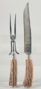 SOLINGEN GERMANY. an antler handle knife and fork.