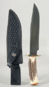 BOKER, an antler handle knife stainless steel blade 14