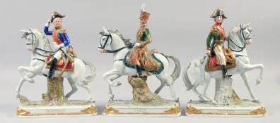 A GOOD SET OF THREE SOLDIERS ON HORSEBACK, Davoust, Pully, Bessieres, 10