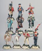 A GOOD COLLECTION OF CAST AND PAINTED SOLDIERS, average height 2.75