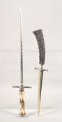 TWO SPIKES, one with antler handle, the other porcelain, 12