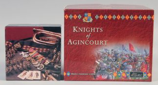 W. BRITAIN, Knights of Agincourt, Duelling Mounted, 40240, boxed, and Royal Marine: Kneeling to