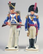 SITZENDORF, A PAIR OF PORCELAIN SOLDIERS, Light Infantry 1830, 56th Reg Of Foot, 8