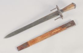 A REPLICA OF A SHORT SWORD, early 20th century, double edged tapering pointed 17.5 in blade, hilt