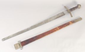 A THEATRICAL REPLICA OF A GERMAN EXECUTIONER'S SWORD, early 20th century, wide 33in blade with 3