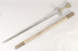 A THEATRICAL REPLICA OF A VENETIAN KNIGHTLY SWORD, early 20th century, straight edged pointed 34in
