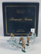 W. BRITAIN, PREMIER SERIES, 4.5 Howitzer With Limber and 4 Man Khaki Detachment, boxed.