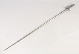 A SMALL SWORD, early 18th century, slender etched blade of hollow triangular section, steel