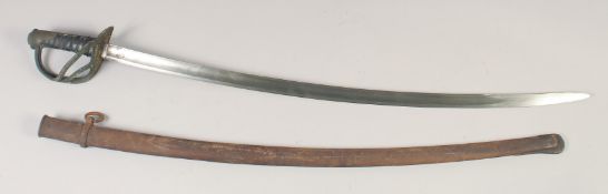 AN AMERICAN 1860 PATTERN CAVALRY SWORD, curved fullered 35in blade, with makers mark and dated