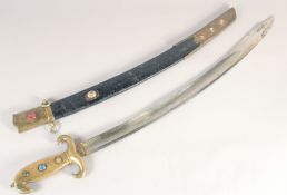 A THEATRICAL REPLICA OF A SABRE, early 20th century, 26.5 in curved blade with wide fuller, solid
