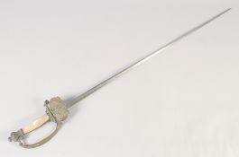 A FRENCH COURT SWORD SECOND EMPIRE, circa 1810, slender etched blade of hollow triangular section,