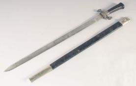 A FINE GERMAN HUNTING SWORD, circa 1820, straight single edged blade etched with hunting