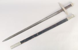 A REPLICA OF KNIGHTLY SWORD, early 20th century, long double edged tapered 35.5 in blade stamped '