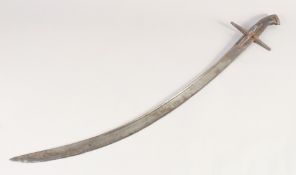 A POLISH HUSSAR'S SWORD, mid-18th century, curved single edged curved blade with one fuller struck