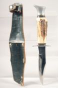 A SOLINGEN GERMANY KNIFE, with antler handle, 9