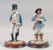BORDER FINE ARTS, two models of a hussar, and man with a pike, 95/750 and 84/750, on a wooden