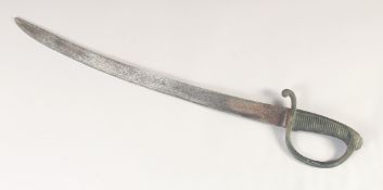A FRENCH BRIQUETTE, early 19th century, wide, single edged slightly curved blade, brass hilt stamped