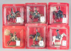 DEL PRADO, SIX DIE CAST SOLDIERS ON HORSEBACK, in a Perspex case, (6).
