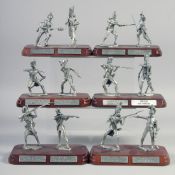 A SET OF SIX PAIRS OF LEAD SOLDIERS, on wooden bases, 1st Life Guards, Infantry, etc.