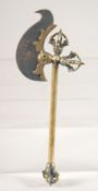 A GERMAN BRASS AXE,10.5