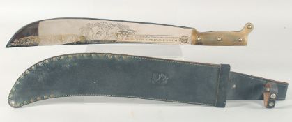 PUMA-HUNTING-MACHETTE, GENUINE PUMASTER STEEL, ENGRAVED WITH VIGNETTES OF BOAR, DEER, MOOSE, BEAR,