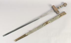 A REPLICA OF A KNIGHTLY HAND & A HALF SWORD, early 20th century, straight double edged fullered