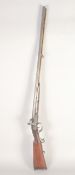 A DOUBLE-BARRELLED GERMAN PERCUSSION SPORTING GUN, round 16 bore 33in barrels signed 'P Ebert in