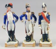 A SET OF THREE PORCELAIN FIGURES LA FAYETTE EXELMANS BERTRAND, 10