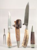 TWO BONE AND ANTLER HANDLED KNIVES, 8