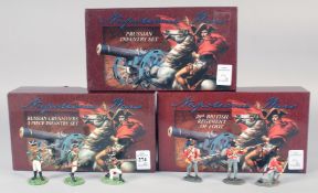 W. BRITAIN, NAPOLEONIC WAR, 17258, 17365, 17366, boxed, (3).
